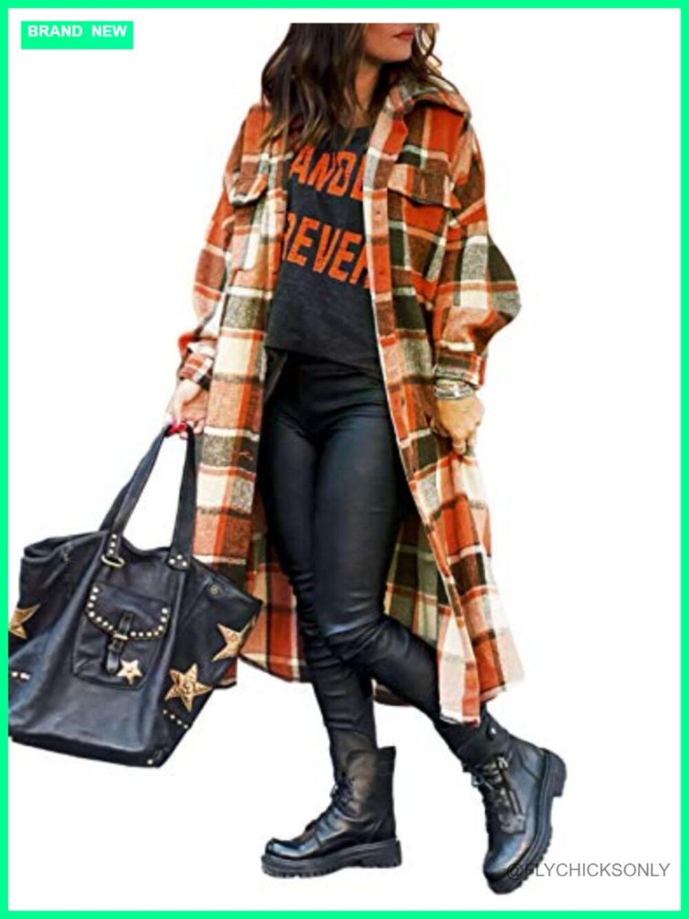 UANEO Plaid Button Down Trench Coat Long Flannel Shacket Women Fall